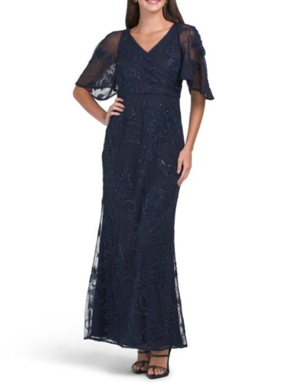 JS COLLECTIONS Alex Cape Sleeve Gown